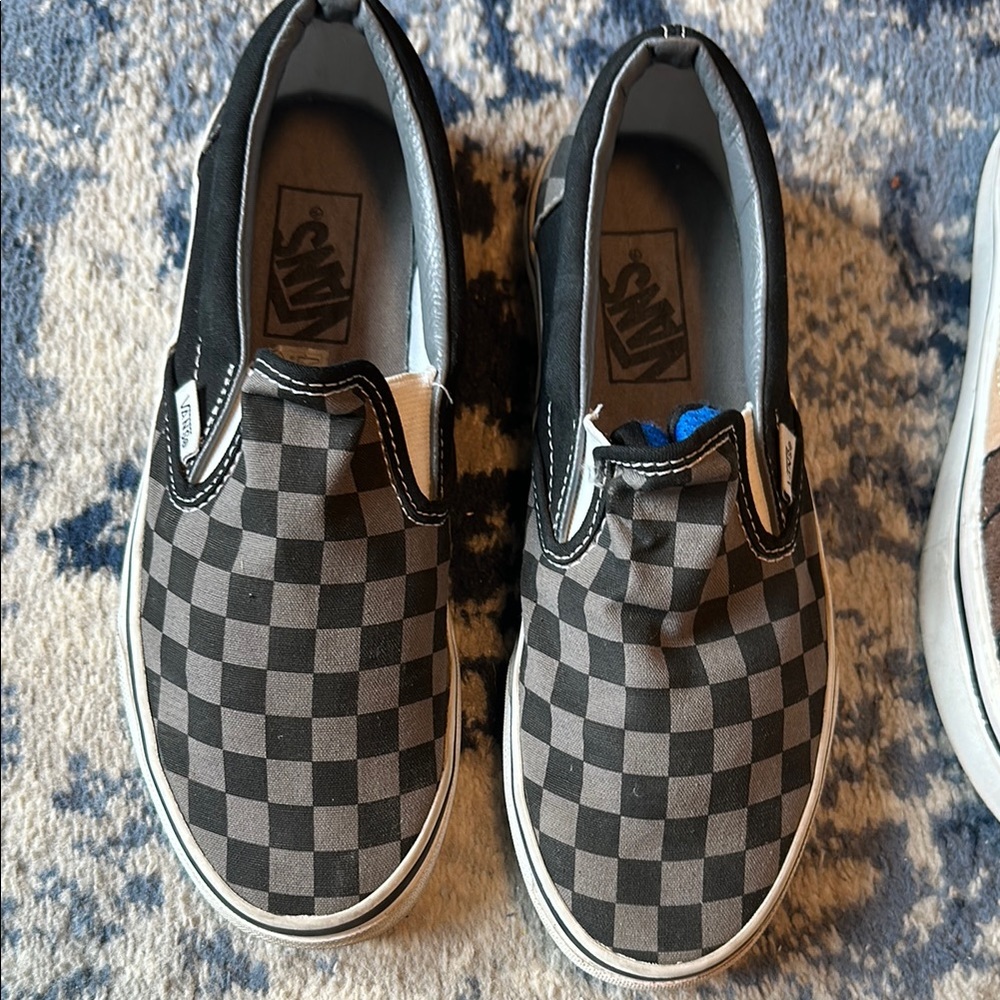 Vans Black and Gray Slip-On Sneakers